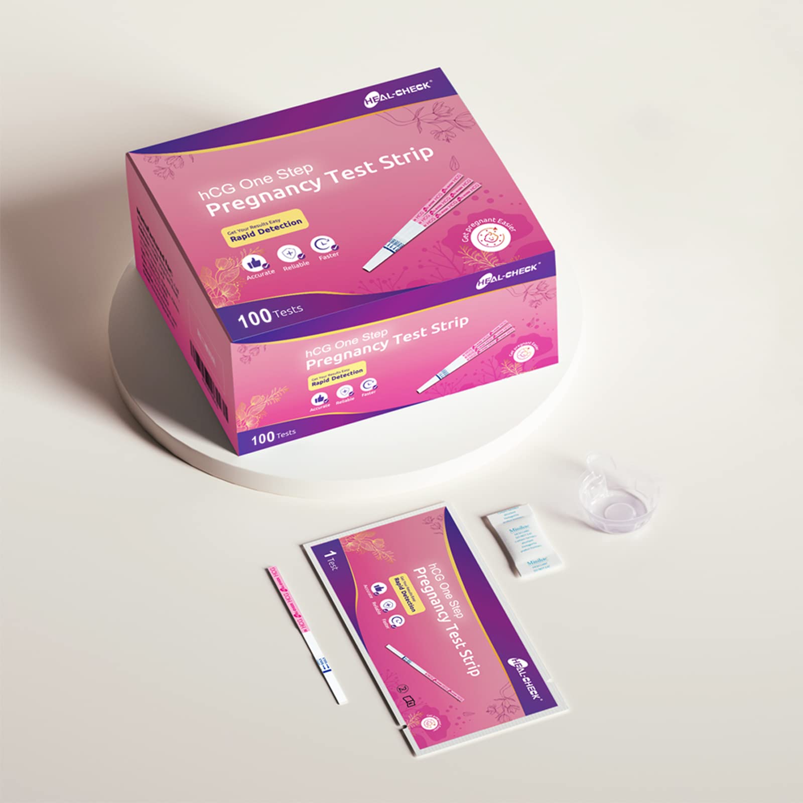 HEAL-CHECK HCG Pregnancy Test Strips, 100-Count HCG Test Strip with 100 Free Collection Cups,Early Pregnancy Test Kit,Easy at Home image_1