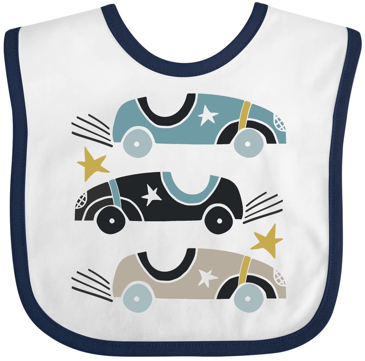 inktastic Race Car Baby Boy Clothes Baby Bib White and Navy 40700