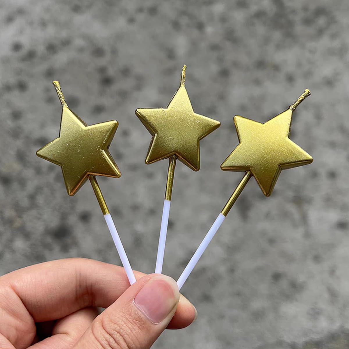 Dzxin Candeline Compleanno, 5 PCS Candele di Compleanno a Forma di Stella per Torta,Particolari Candeline Compleanno per Anniversario, Nozze, Partylite Candele Decorazioni Torte Compleann(Oro