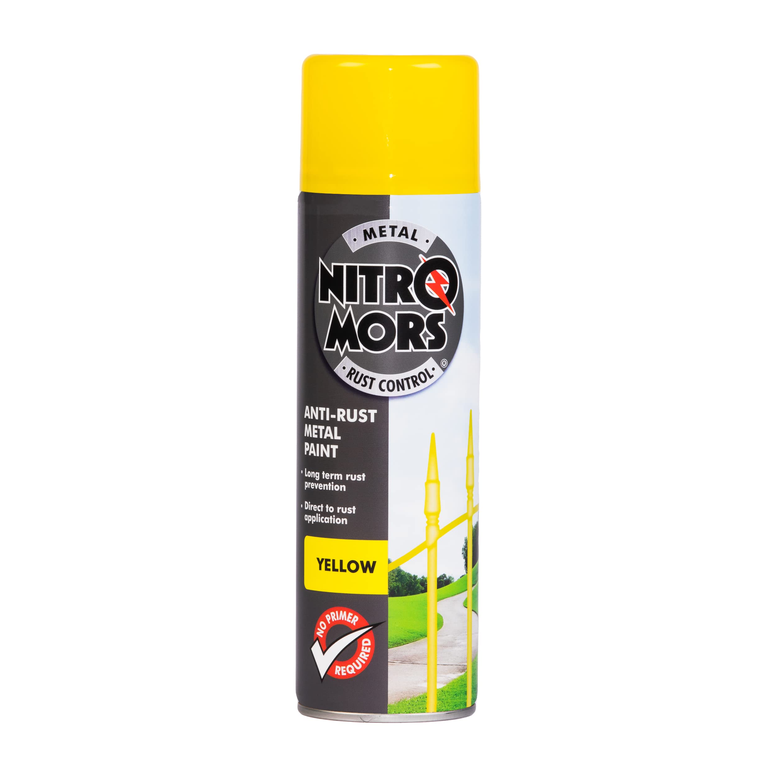 Nitromors Smooth Metal Spray Paint Yellow 500 ml - UV & Rust Resistant Paint for Metal Furniture, Gates & Railings, No Primer Needed