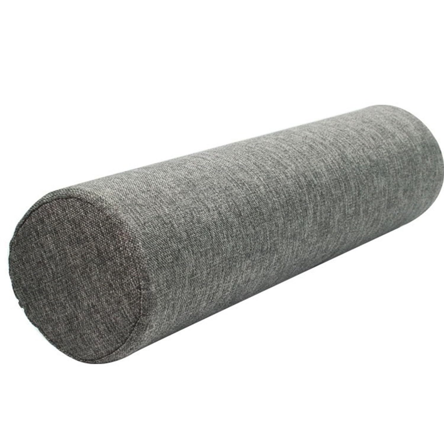 Msncs Dark Gray Round Cervical Roll Bolster Pillow,Cervical Neck Roll Pillow Linen Covers With Zipper,Cylindrical Pillow Cushion,For Head, Neck, Back And Legs(,20Cmx60cm)