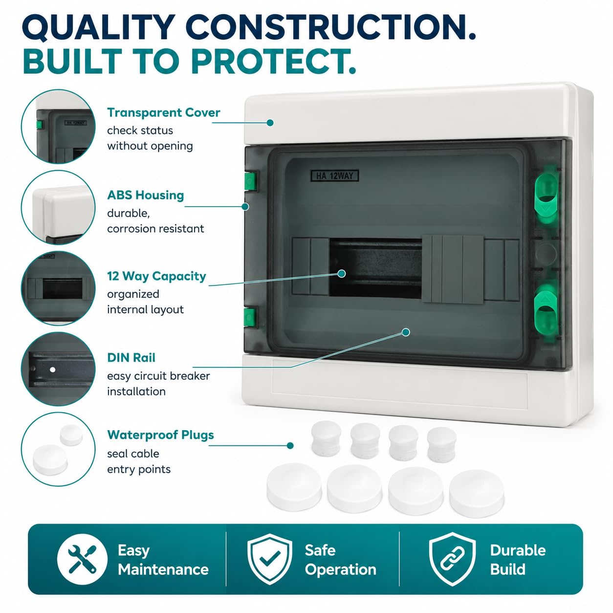 Centralino Elettrico da Parete Quadro Elettrico Esterno Scatola Elettrica da Esterno Guida DIN Scatoladi Derivazione Montata in Superficie impermeabile IP65 uso interno ed esterno