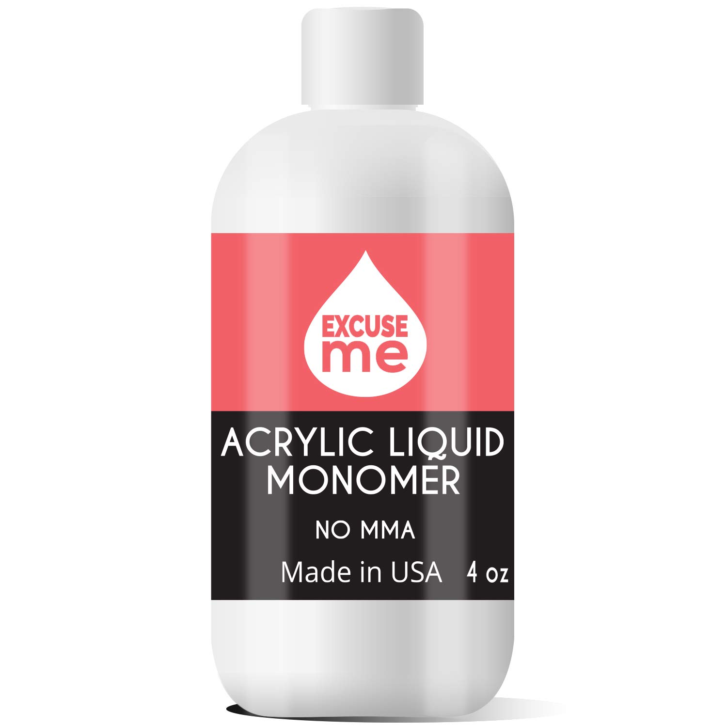 Excuse Me Professional Acrylic Liquid Monomer MMA Free USA Made Strong Nails and Non Yellowing 4 oz for Nail Art Powder for Nail Extension