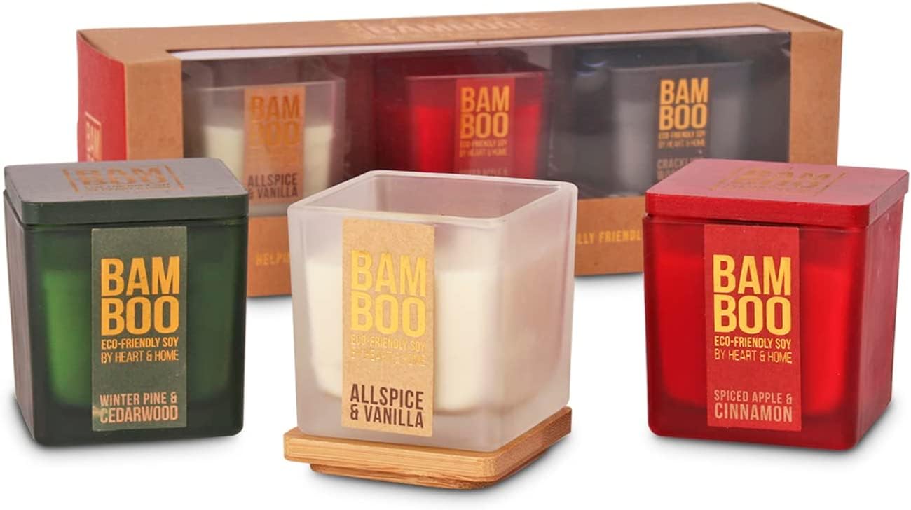 Heart & Home 3 x Mini Candle Gift Set, Multicolour