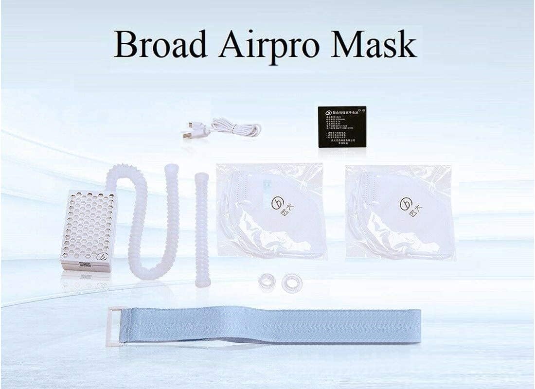 BROAD Holiday Edition AirPro Mask Rechargeable Electrical Air Purifying Respirator with HEPA Filter and an Arm Band Kit