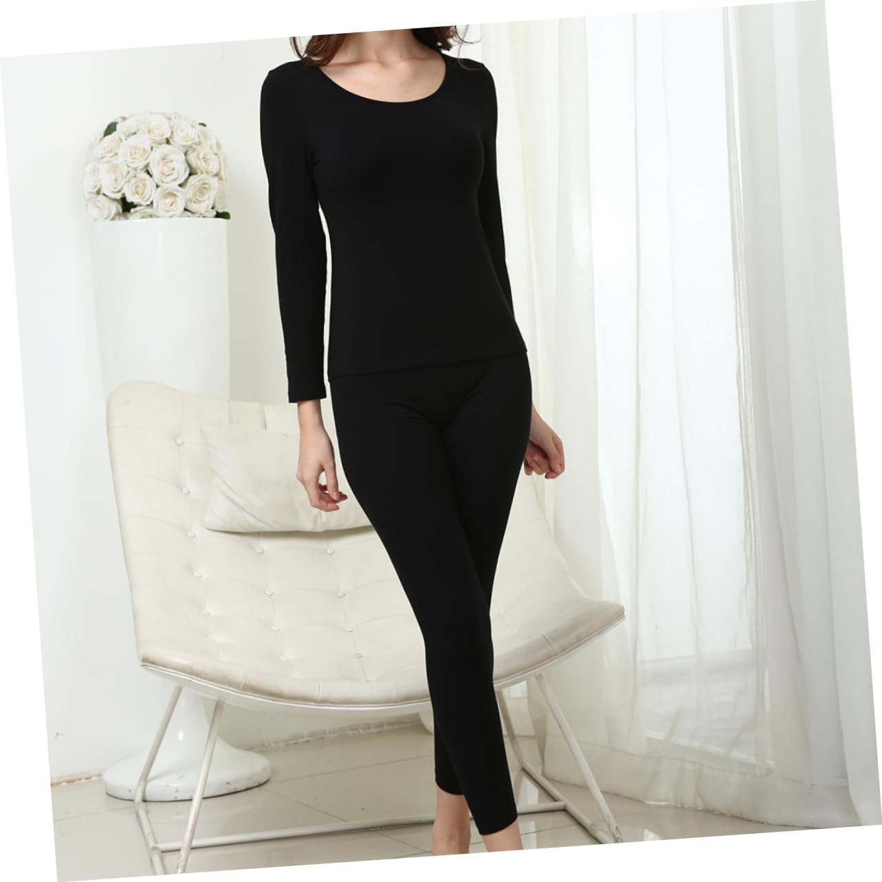 LIFKOME Femmes sous-vêtements Thermiques sous-vêtement Thermique en Coton sous-vêtements Thermiques pour Femmes Rose