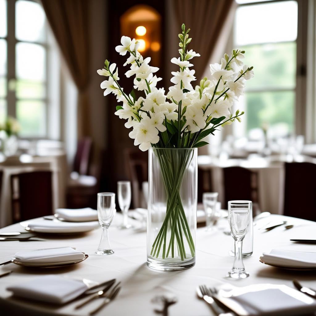 CYS EXCEL Cylinder Clear Glass Vase (H-16" D-6") | Multiple Size Choices Glass Flower Vase Centerpieces | Hurricane Floating Candle Holder Vase - Image 6