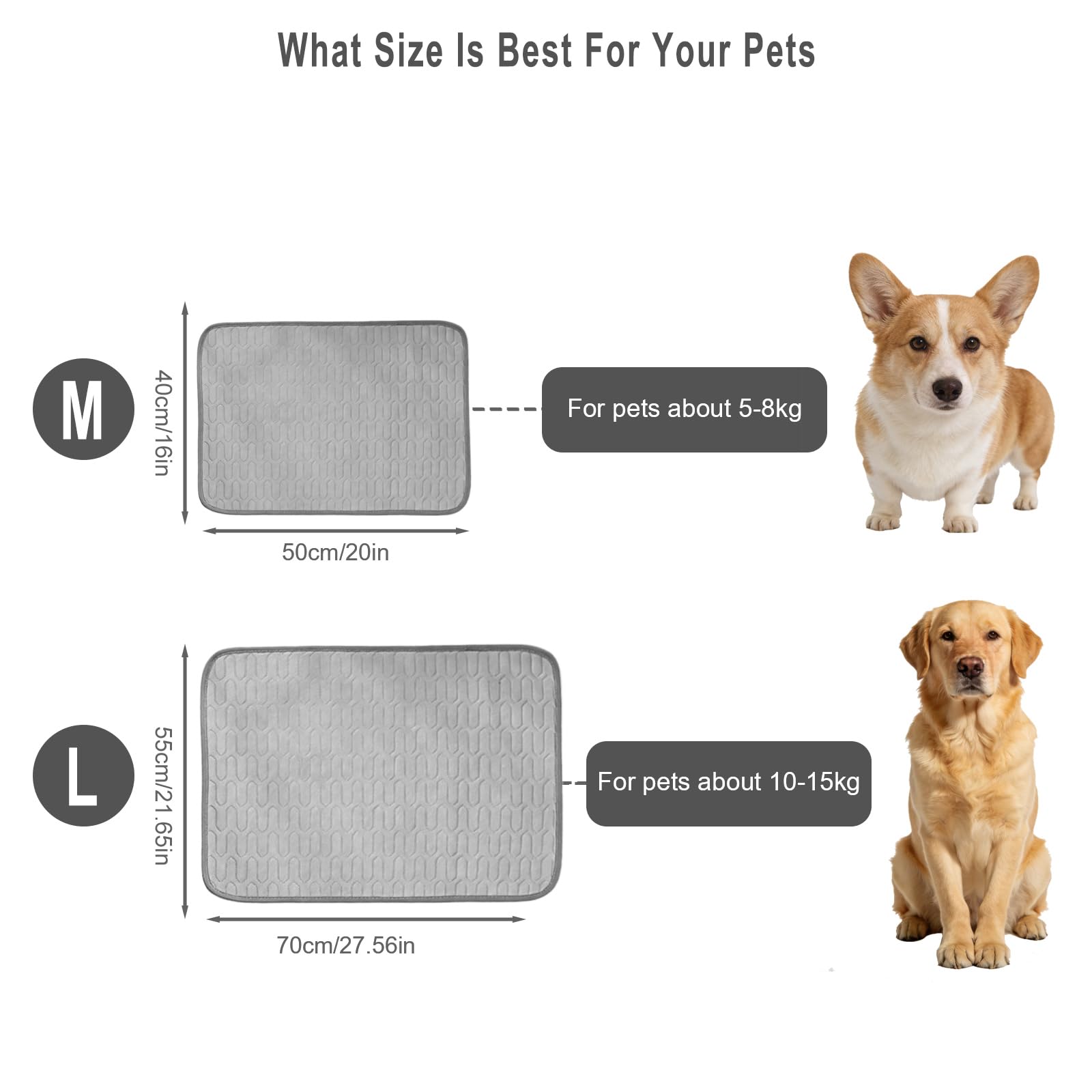 Kühlmatte für Hunde Katzen Haustiermatte aus Eisseide, Selbstkühlend Hundematte Hundebett, Faltbar Kältematte für Haustiere, Pet Cooling Mat für Sommer Drinnen Draußen - 55 * 70CM