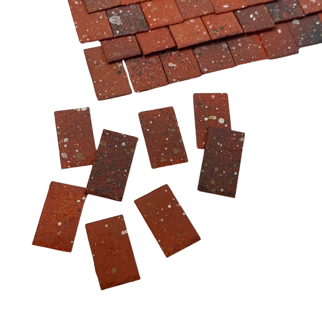 Tiny Tiles 250 Pieces 1:24th Scale Dolls House Miniature Styrene Roof Tiles in Weathered Terracotta