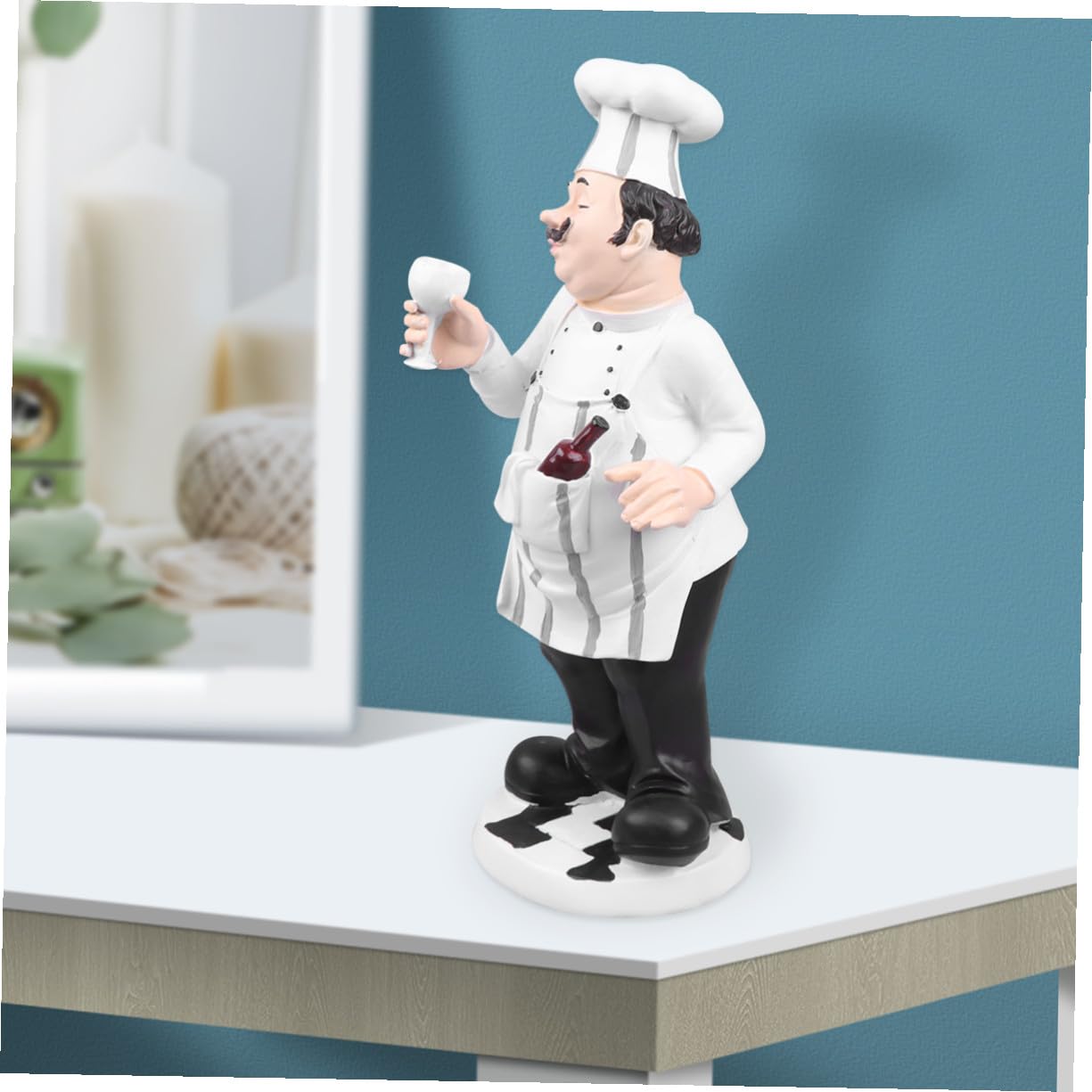 TOYANDONA Statuetta in Resina Chef Europeo, Ornamento da Cucina Stabile e Decorativo per Casa, Bistrot e Pasticceria, Figura da Collezione Divertente per Arredamento Tavolo