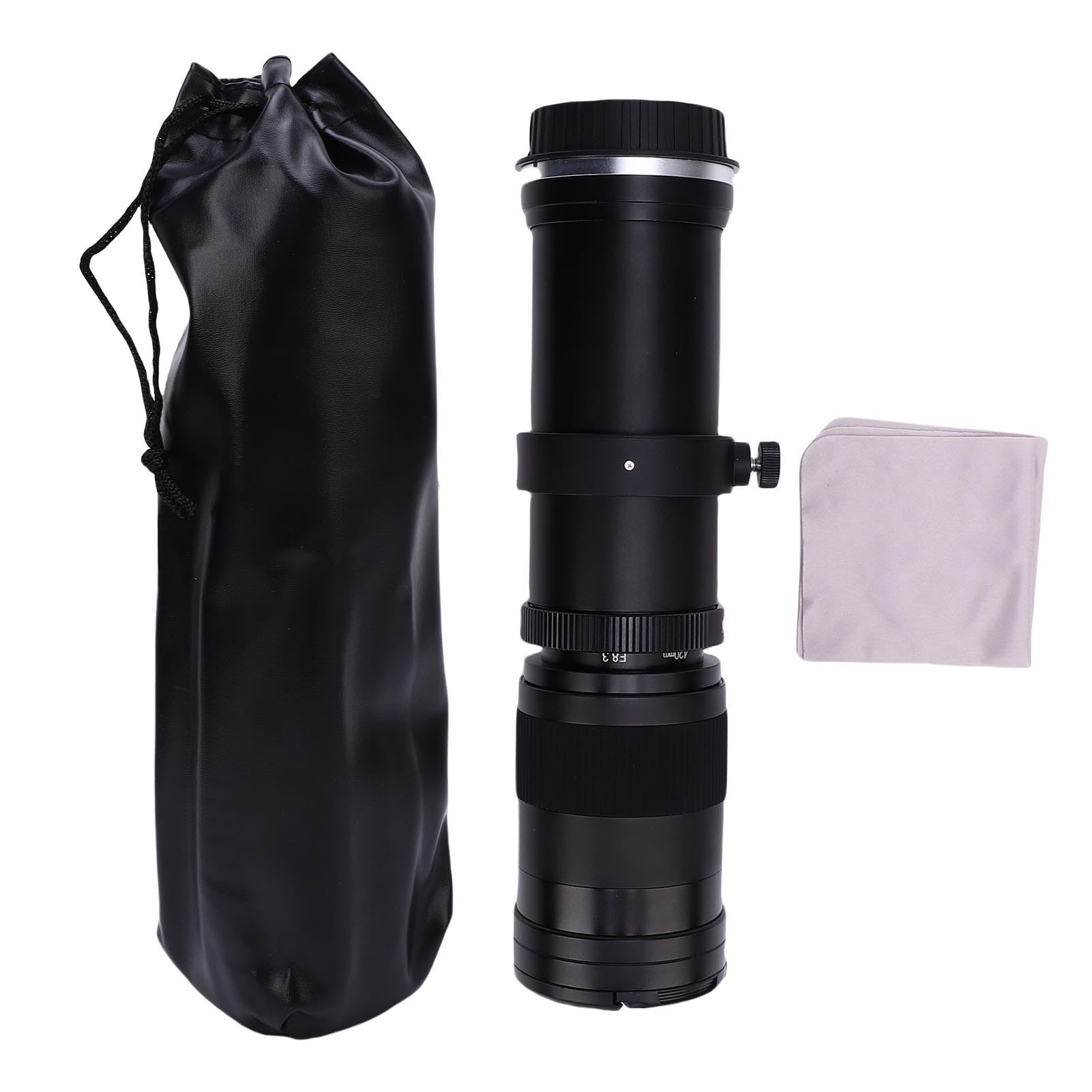 Zunate 420-800 Mm F8.3 Teleobiektyw Zoom, Obiektyw Manualny Aparatu Ogniskowania dla Kamer DSLR EF/EF (BLACK)