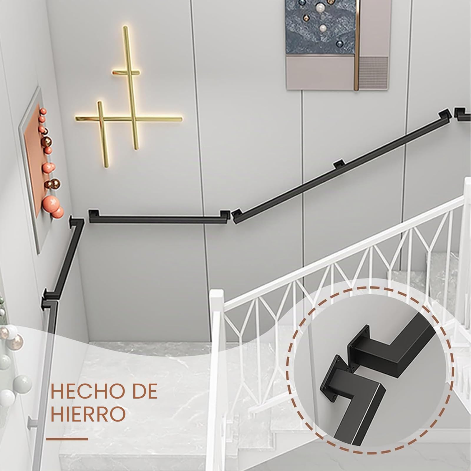 30cm Pasamanos de Escalera de Hierro Forjado para Interiores y Exteriores, Poste de Apoyo para barandillas de escaleras para niños Mayores, reposabrazos Antideslizante