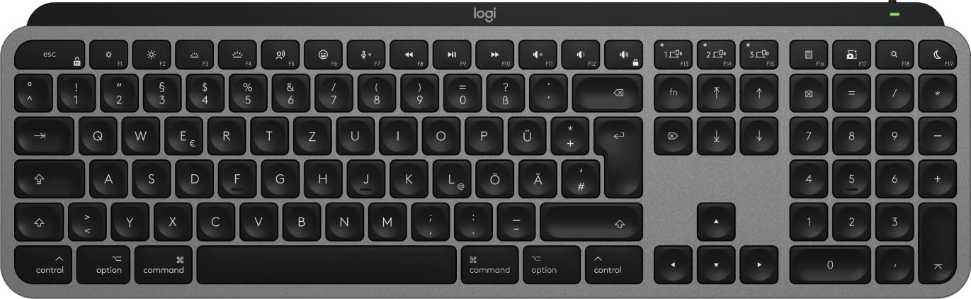 Logitech MX Keys S for Mac, Wireless Keyboard, Smooth and Accurate Typing Like a Laptop, Bluetooth USB C Rechargeable for MacBook Pro, Macbook Air, iMac, iPad -Space Gray - QWERTZ