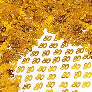 1000pcs Geburtstag Konfetti Geburtstags Zahlen-Konfetti Gold, Zahl 80, edle Tisch-Konfetti, 80.Tisch-Deko, Glitter…