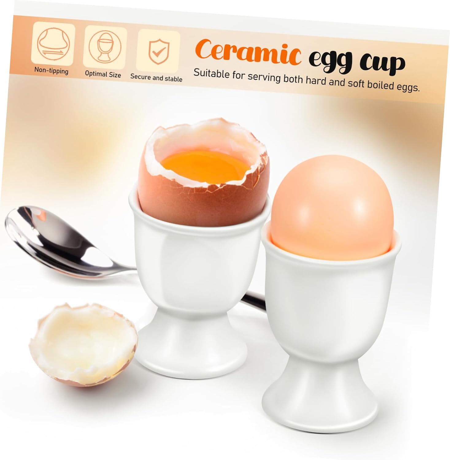 4pcs Ceramic Egg Cups Modern Boiled Egg Holders Stable Pottery Design for Breakfast for Kitchen and Dining Elegant White Finish