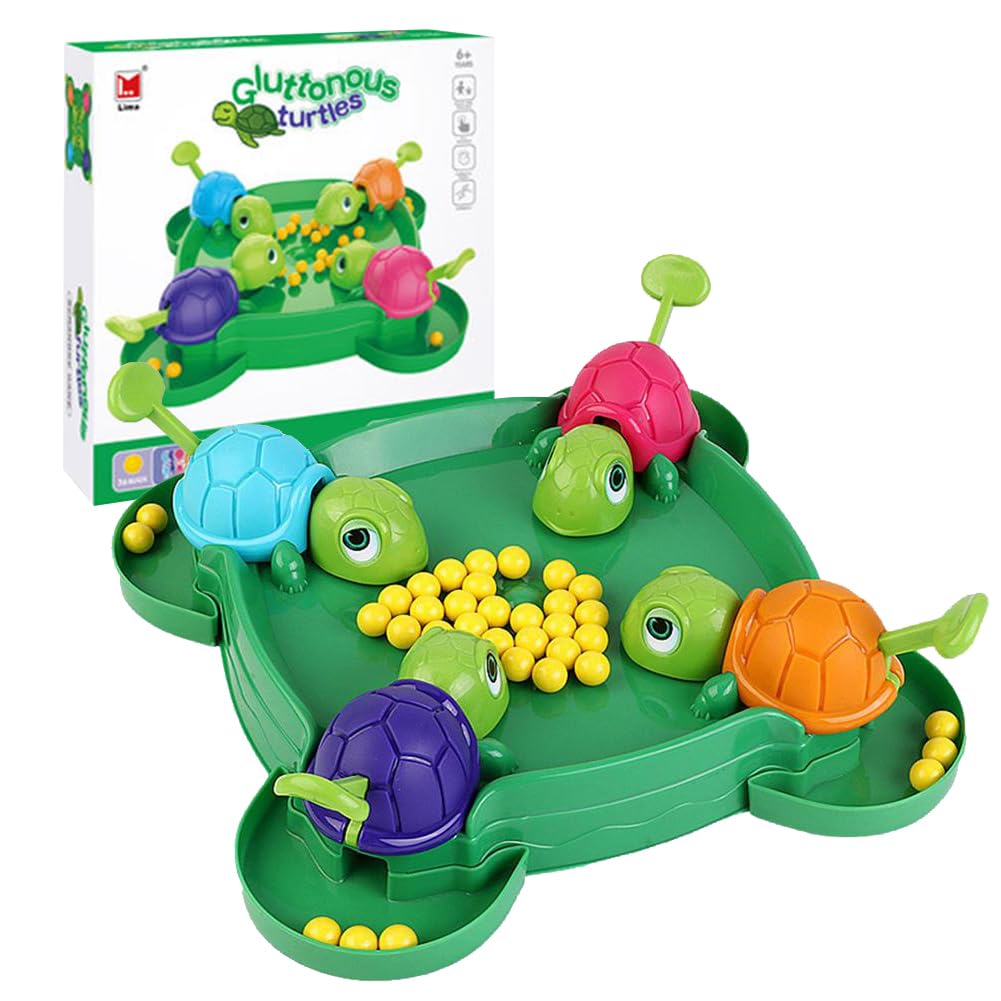 Juego De Mesa Hungry Turtle – Tortuga Saltarina Que Come Guisantes, 2 A 4 Jugadores, Reflejos Rápidos, Coordinación Mano-Ojo, Para Niños +3 Años (ABS)