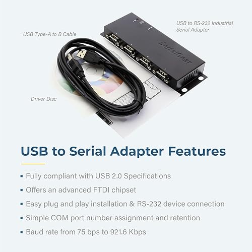 Miniatura 5 de Adaptador USB a serie 4 puertos DB-9 RS-232 con chip FTDI