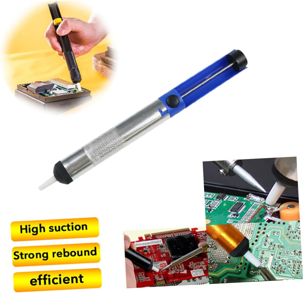 jojofuny 5pcs Manual Anti-Slip Desoldering Pump Solder Sucker Tool for Electronics Repair and Solder Removal High Suction Power