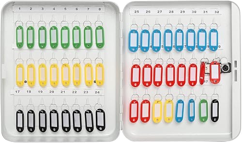 Vista 12 de Decaller Caja de llaves segura con cerradura de combinación, caja de bloqueo de montaje en pared para gabinete de llaves con 20 ganchos, 7 4/5 x 6