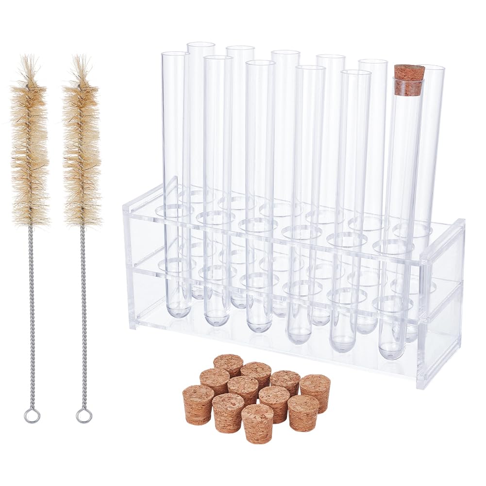 Support 18 Tubes à Essai 17 Mm – Porte-Éprouvettes Acrylique Transparent, Rack Laboratoire Chimie, Solide Et Stable Pour Tubes Centrifugeurs