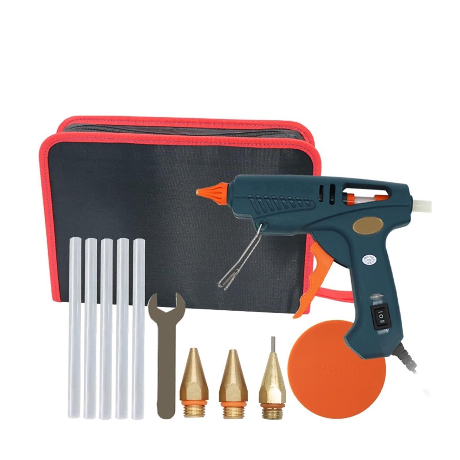 Pistolet Do Kleju Na GorąCo Pistolet Do Klejenia Torba Na Narzędzia Pistolet Do Klejenia Na Gorąco Miedziana Dysza Do 11mm Klej W Sztyfcie Domowe Rękodzieło DIY Klej Gorący Pistolet(Set C)