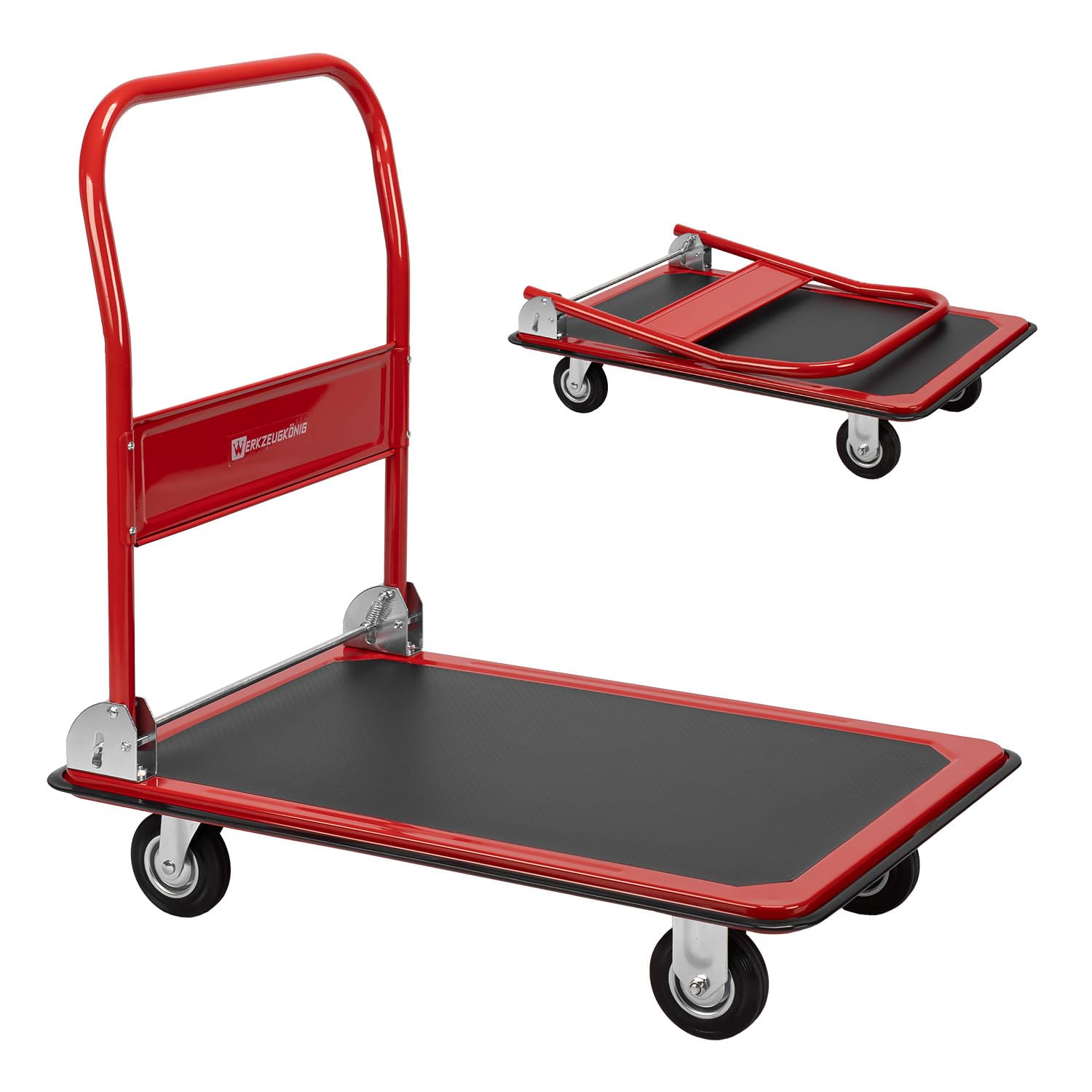 Plattformwagen 300kg Traglast - Transportwagen klappbar - Anti-Rutsch Ladefläche - Vollgummirollen - Außenmaß 91 x 62 cm