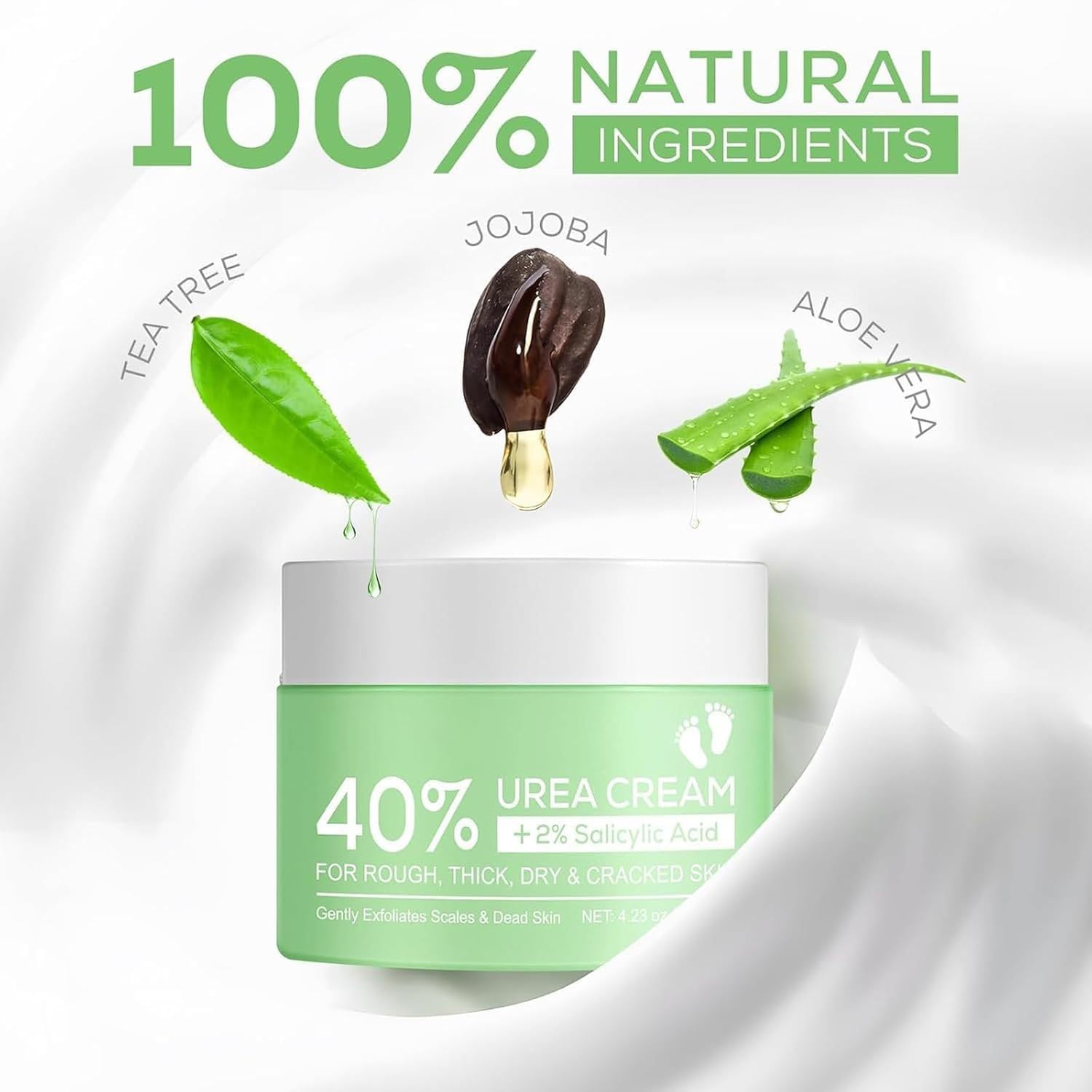 Urea Cream 40 Percent Plus 2% Salicylic Acid, 40% Urea Cream Suitable for Rough and Cracked Skin on Heels Ankles and Knees Deeply Moisturize Exfoliate Soften and Loosen Dry Callused Skin-4.23 Oz(120g)