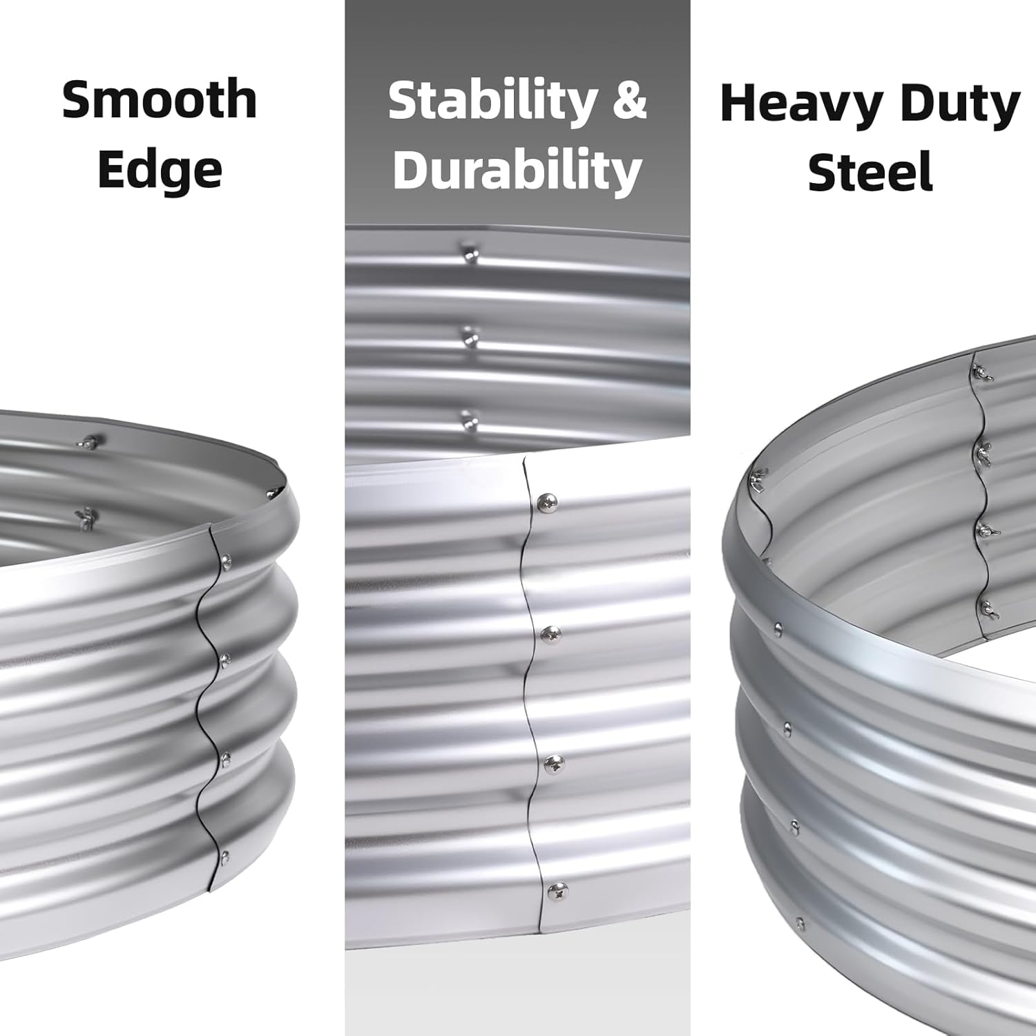 48 Inch Fire Pit Ring for Outside, 4FT Diameter Wood Burning Fire Ring, Large Round Galvanized Steel Fire Pit, Metal Outdoor Fireplace for Backyard, Patio, Camping, Bonfire (Silver)