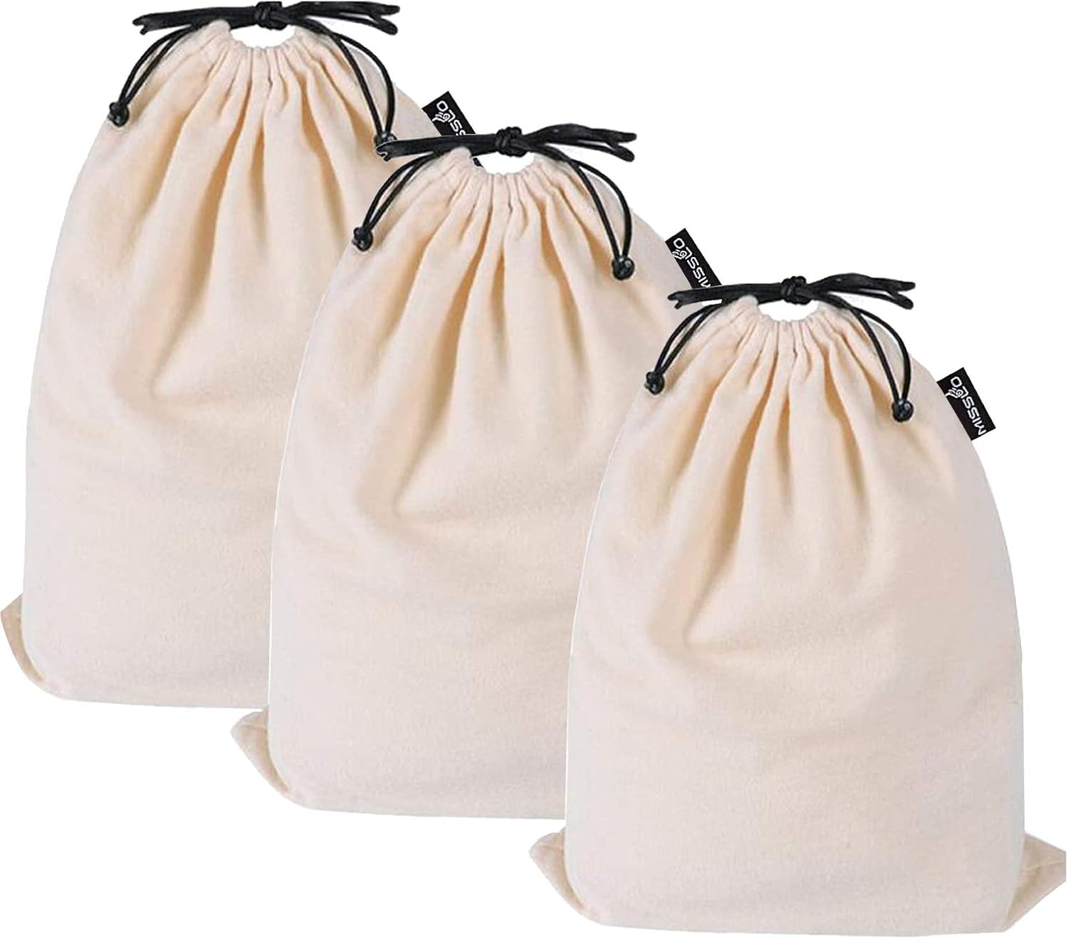 MISSLO Cotton Breathable Dust-proof Drawstring Storage Pouch Bag (Pack 3 M) : Everything Else