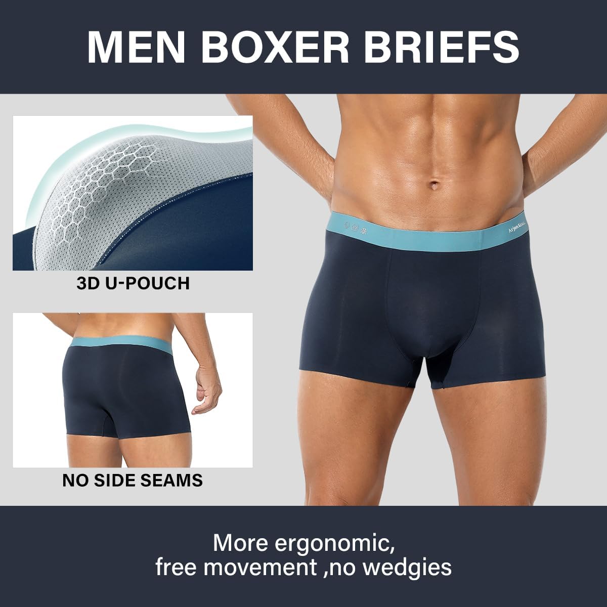 Arjen Kroos Men's 4 Pack Ultra Soft Modal Trunks Underwear Breathable Seamless Underpants - Image 6