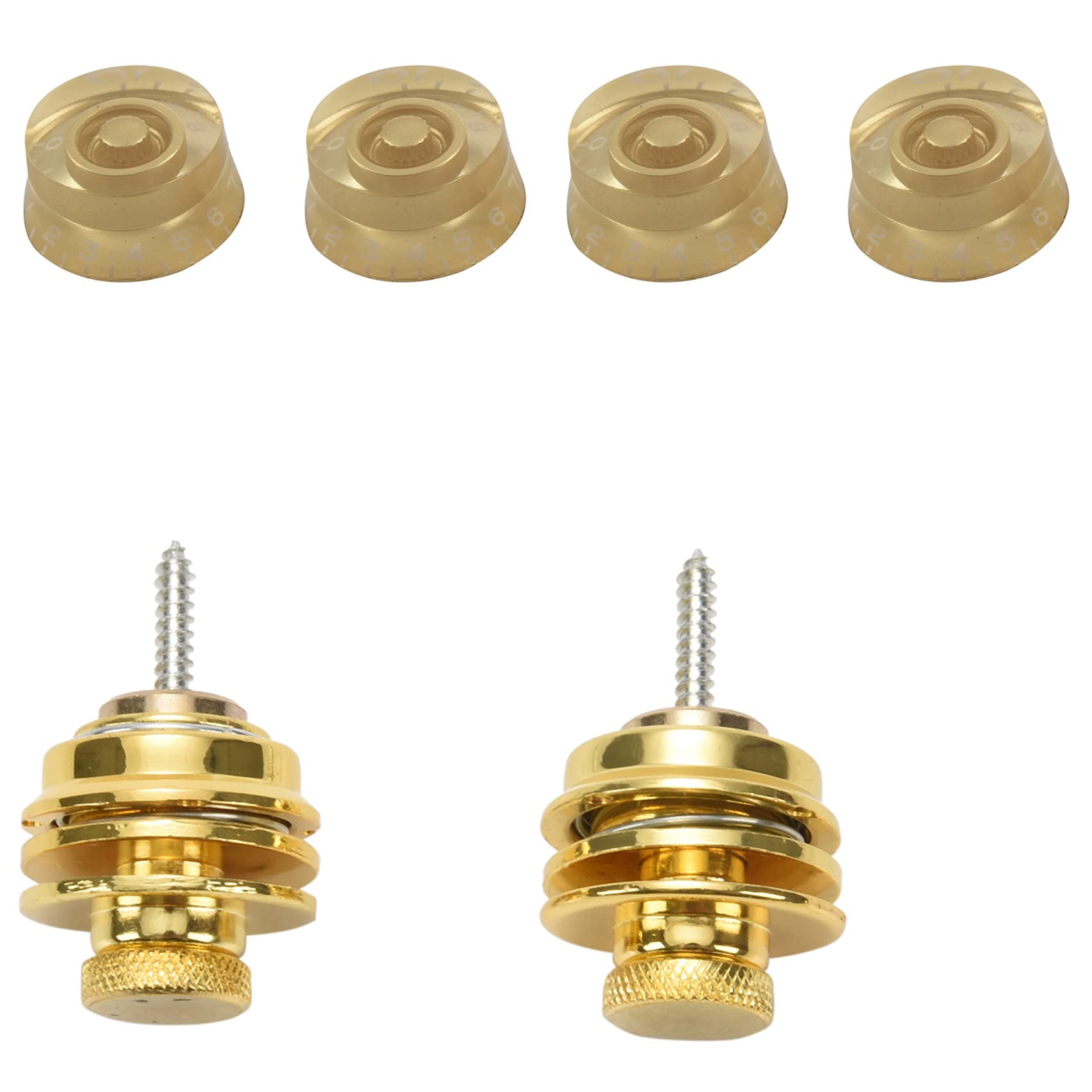 Bloepum 4 Pcs Electric Guitar Control Speed Knobs & 2 Pcs Non-Slip Guitar Strap Lock Guitar Belts Buckle Button Thread