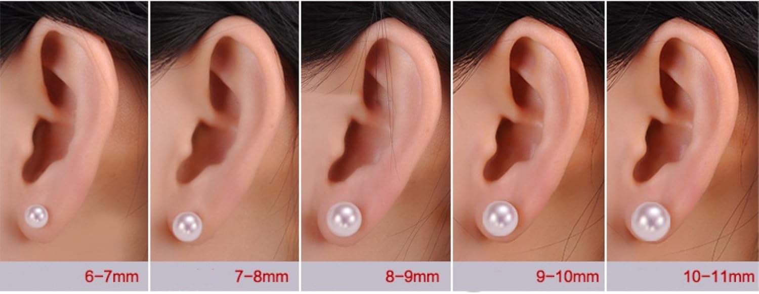 S925 Stud Handpicked AAAA+ Round Freshwater Cultured White Pearl Stud Earrings for Women