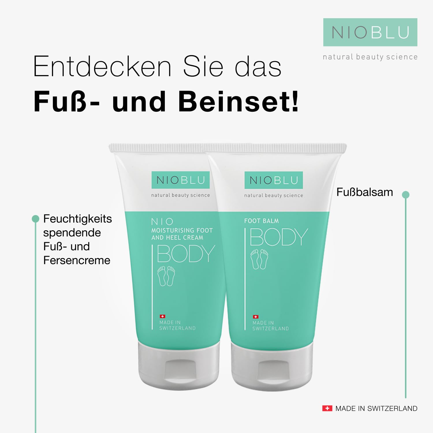 Fußset – Fußbalsam + Feuchtigkeitsspendende Fuß- und Fersencreme – Komplettbehandlung für weiche und regenerierte Füße – 2 x 150 ml
