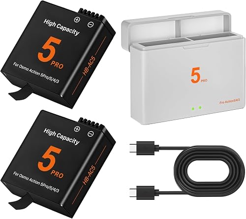 Lot de 2 chargeurs de batterie 2800 mAh pour Osmo 360 Act OHZHAO