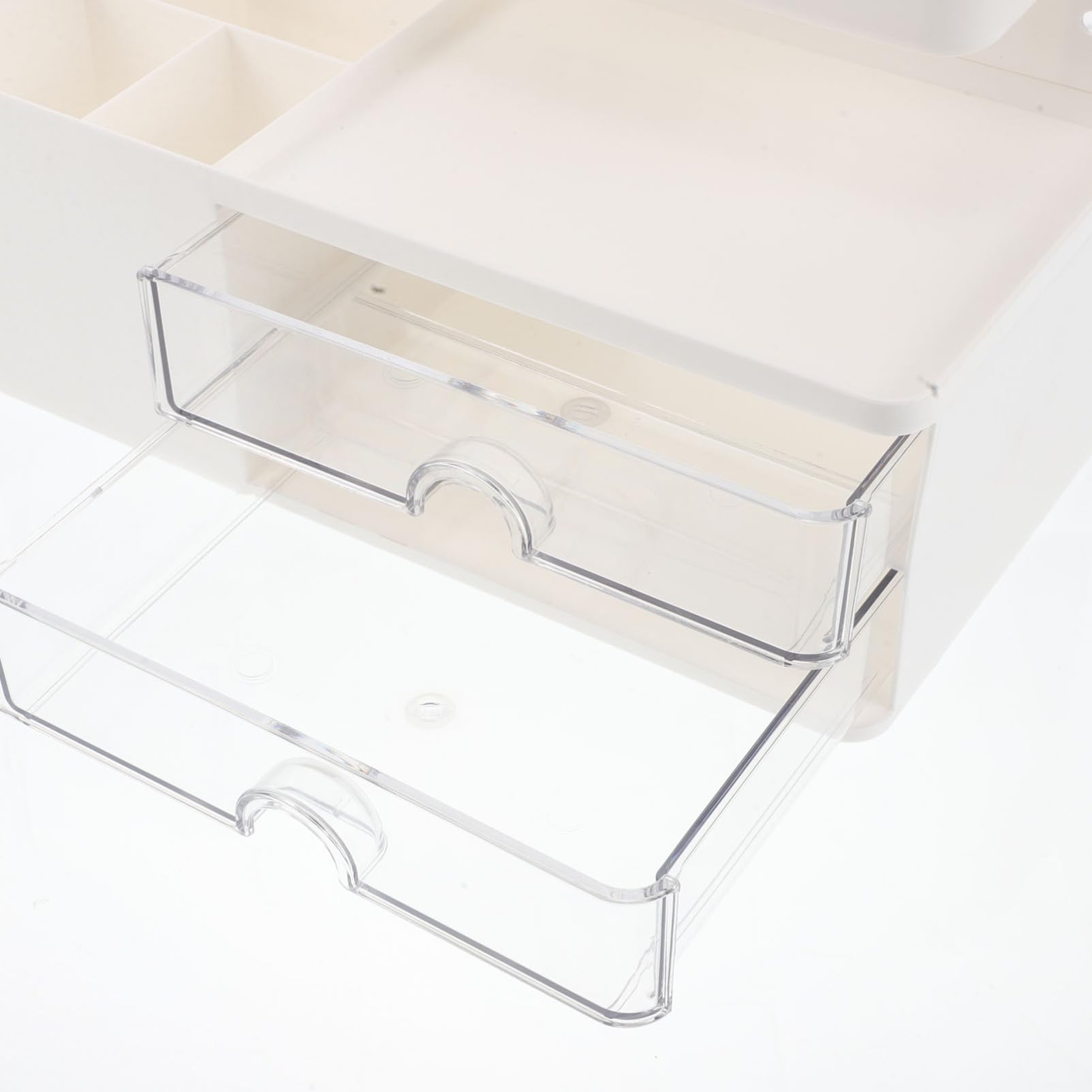 OUNONA Organizador de Cajones de Escritorio con Forma de Conejito para Tablero Perforado, Estante de Almacenamiento de Papelería con Cajón y Diseño Multilayer para Oficina o Dormitorio