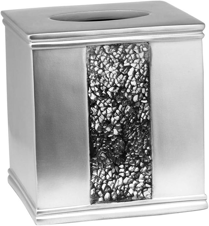 Popular Bath 2pc Sinatra Modern Bath Accessories Set Waste Basket & Tissue Box Modern Classic Contemporary Decorative Beautiful Designs Bathroom Decor Set for Home Luxury Bath Set