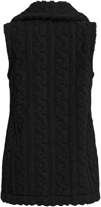 Aymnlox Womens Fuzzy Vest Hooded Sleeveless Sherpa #F02-black – product photo 8 of 9