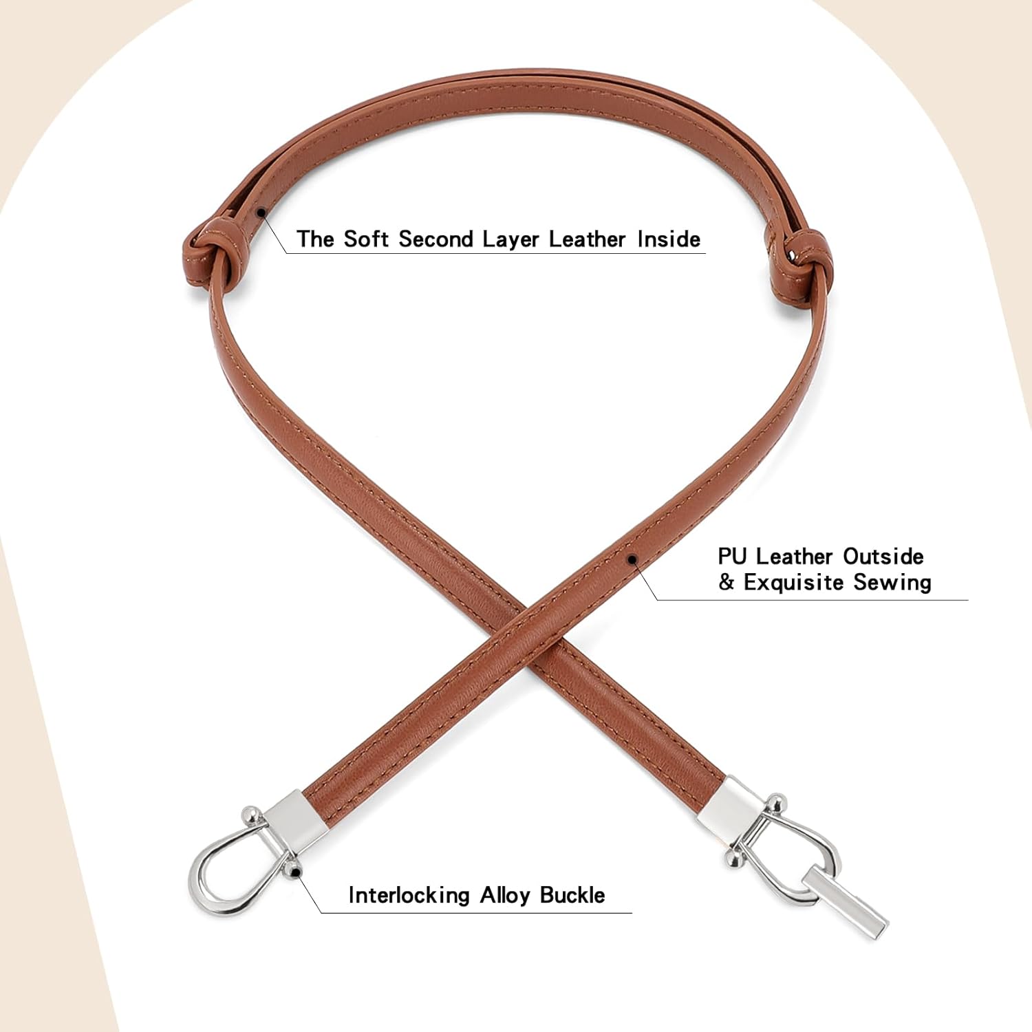 JASGOOD Leather Skinny Women Belt Ladies Thin Waist Belts Plus Size Adjustable for Jeans Pants Dresses with Metal Buckle - Image 4