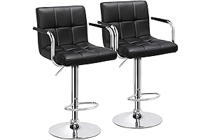 Yaheetech Counter Chairs Set of 2 - Adjustable Bar Stools with Swivel and Gas Lift