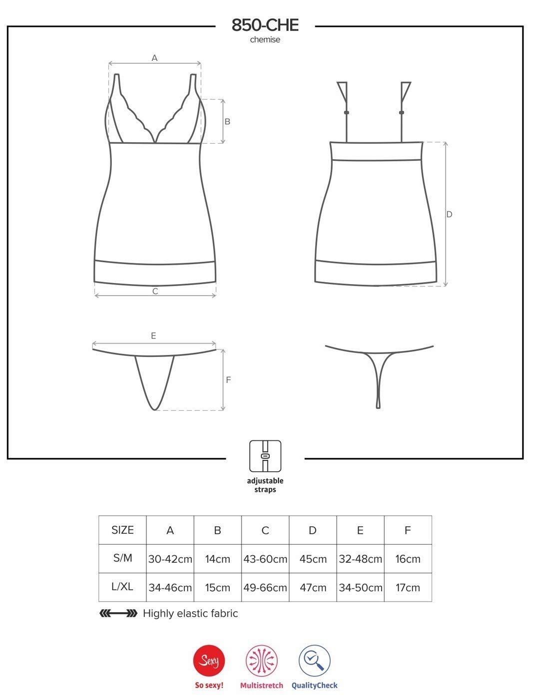 Obsessive Camisón con Encaje para Mujeres 850-CHE-6