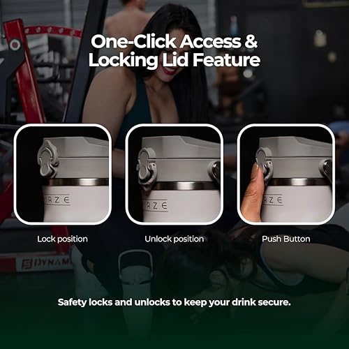 Miniatura 7 de Botella agitadora para mezclas de proteínas, acero inoxidable de doble pared, para batidos, batidos, cócteles, a prueba de fugas, 26 onzas, vaso de