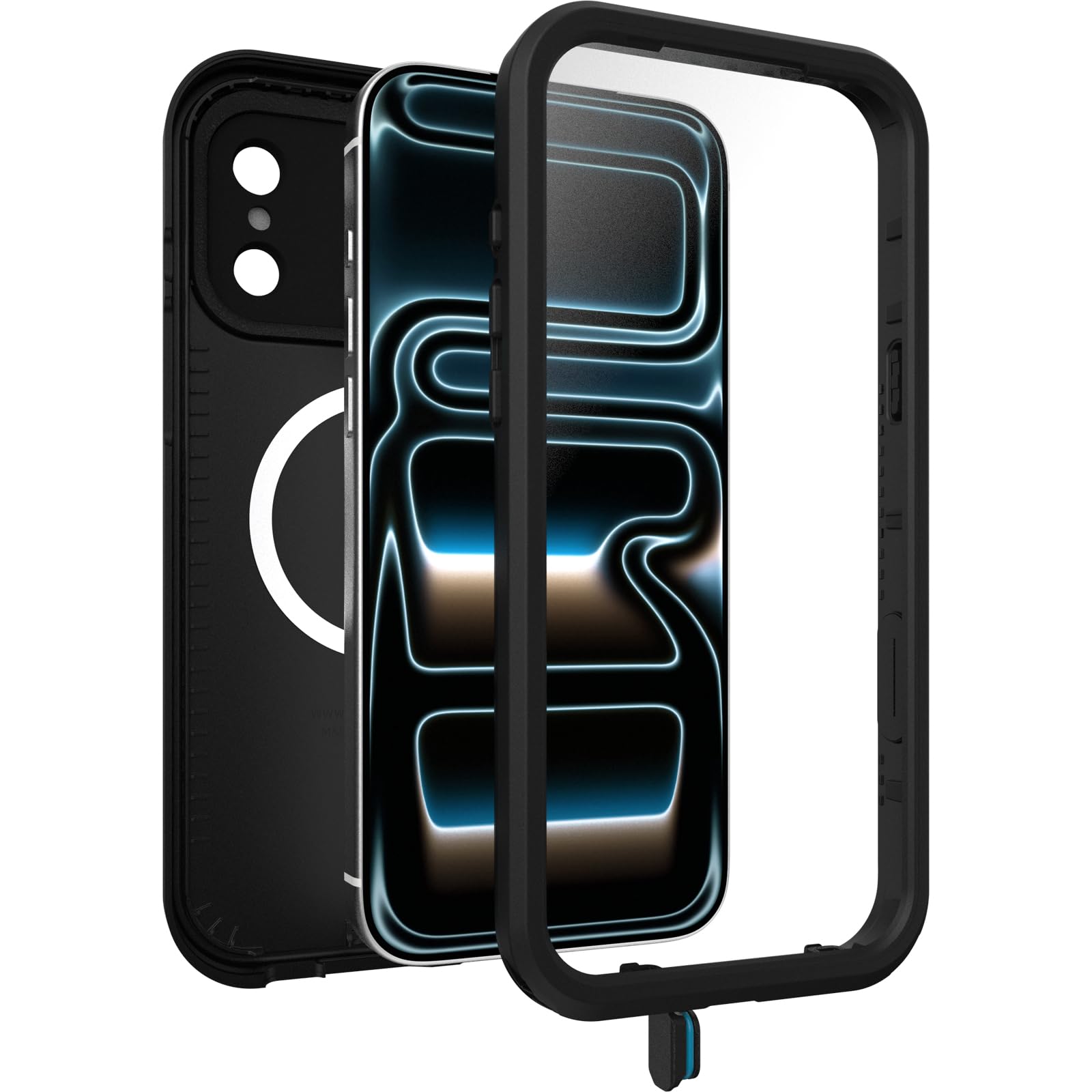 OtterBox Frē Series MagSafe Hülle für iPhone 17 Pro Max, Wasserdicht (IP68), stoßfest, schmutzabweisend, Hülle mit integriertem Displayschutz, 5X getestet nach Militärstandard, Schwarz