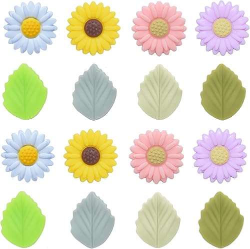 Tapones de aguja de tejer Lindos protectores de punto de aguja de margaritas y hojas Tapones de puntada Tejer Crochet Suministros Accesorios