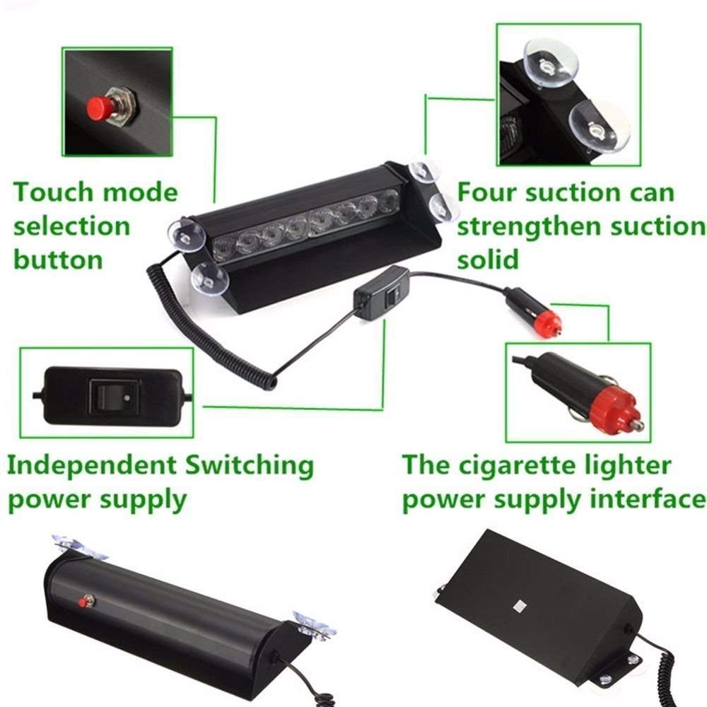 Luci Stroboscopiche LED Per Auto - Bianco/Ambrato, Con Ventose, Per Emergenza E Sicurezza - Foto 4