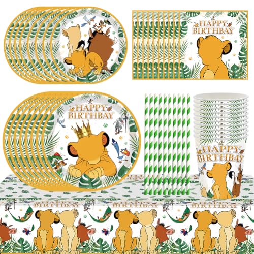 PLNVNVP 60pcs El Rey León Vajilla para Fiestas,Juego de Vajilla de Fiesta León, Bandeja de Papel, Servilleta, Taza, Pajitas, Cubiertos Fiesta El Rey León-10 Posición PLNVNVP 60pcs El Rey León Vajilla para Fiestas,Juego de Vajilla de Fiesta León, Bandeja de Papel, Servilleta, Taza, Pajitas, Cubiertos Fiesta El Rey León-10 Posición