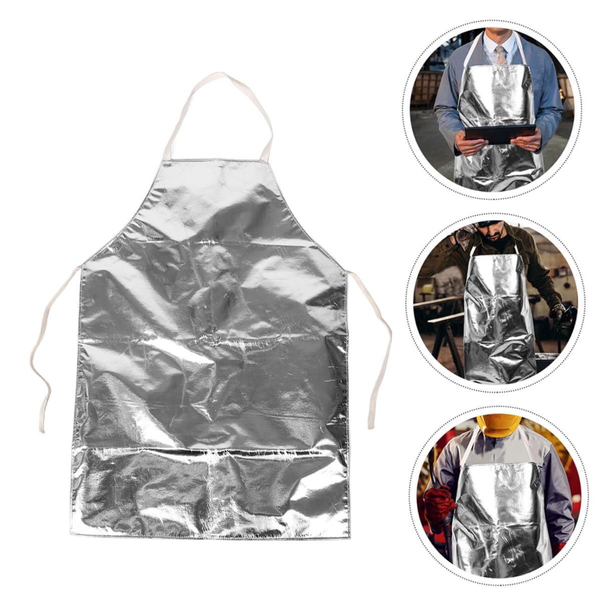 Hitzebeständige Aluminiumschürze mit Feuerfestem Schutz Reflektierende Aluminiumfolie Verstellbare Passform für Metallverarbeitung Glasherstellung und Industriellen Arbeitsschutz