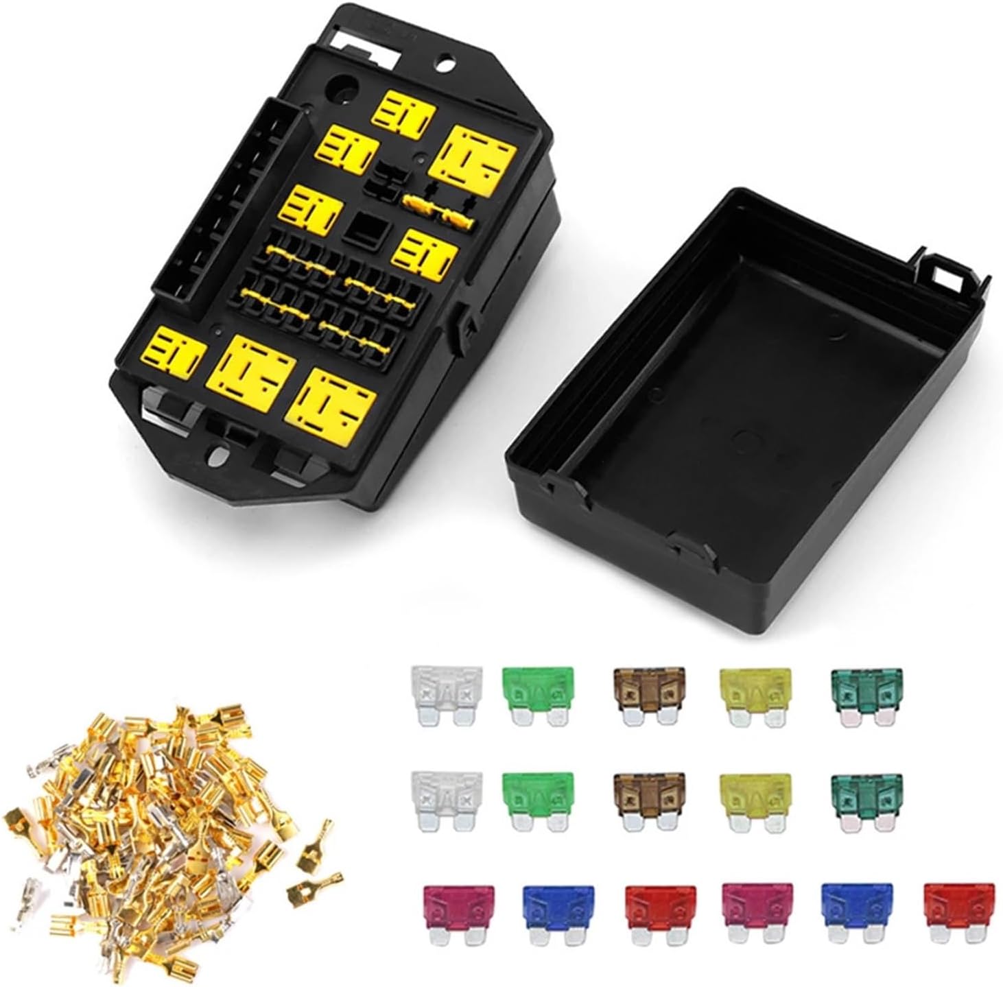 Car Fused 16-Way 12v/24V Car Fuse Box With 7 Relays Circuit Automotive Power Distribution Block Control Center Replacement