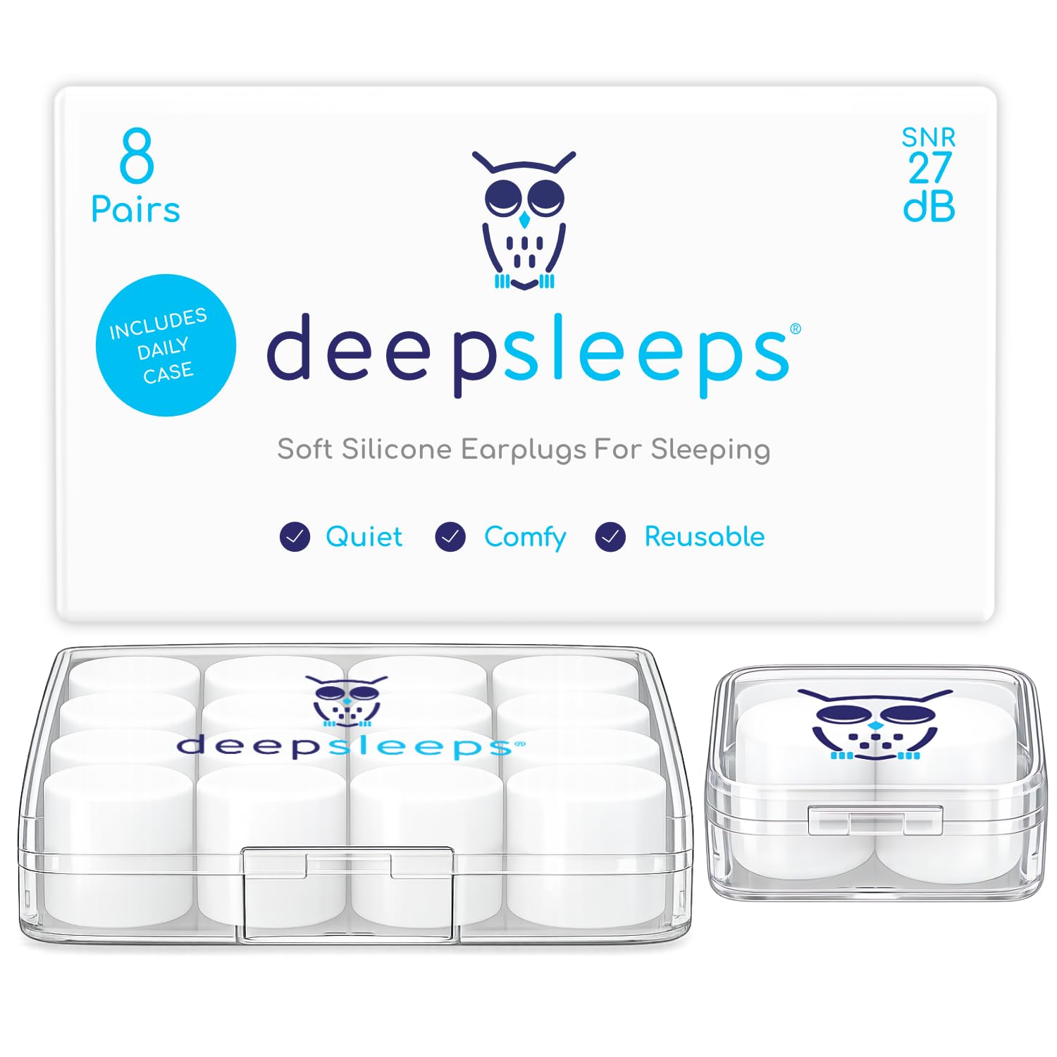 Silicone Ear Plugs for Sleeping 8 Pairs Reusable Soft Waterproof Noise Cancelling Premium Moldable Earplugs for Sleep Snoring Travelling Studying Noise Reduction Deep Sleeps