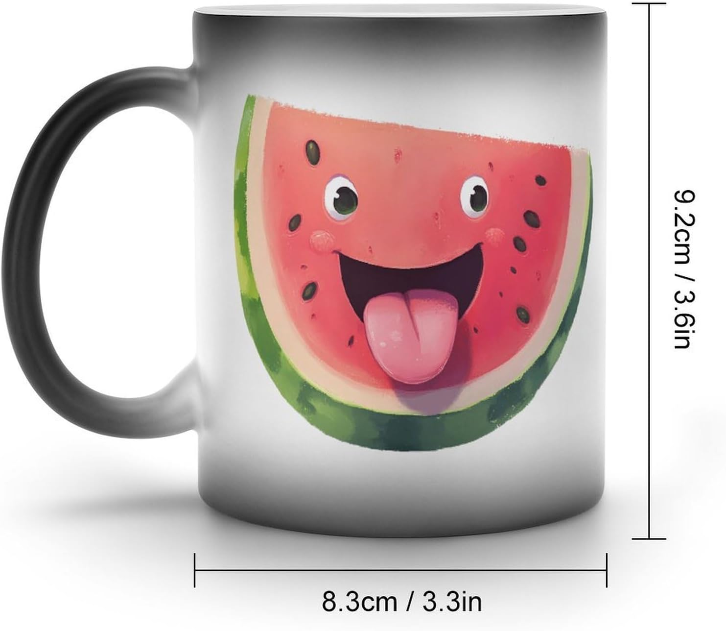 Cartoon Watermelon with Tongue Color Changing Mug Heated Ceramic Cup Heat Sensitive Coffee Mug Fun Gift