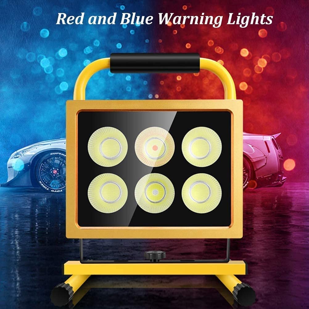Faretto da Costruzione a LED 200W, 8000LM Lampada da Cantiere a LED Ricaricabile con Telecomando, 4 modalità di Illuminazione, 22000Mah, IP65 Impermeabile, proiettore da Esterno Portatile PE